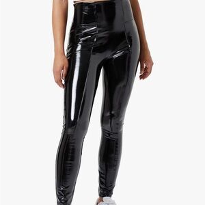 SPANX Black High-Shine Faux-Leather Leggings NWOT